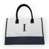 Bolsa Tote de Lona Bicolor Bordado