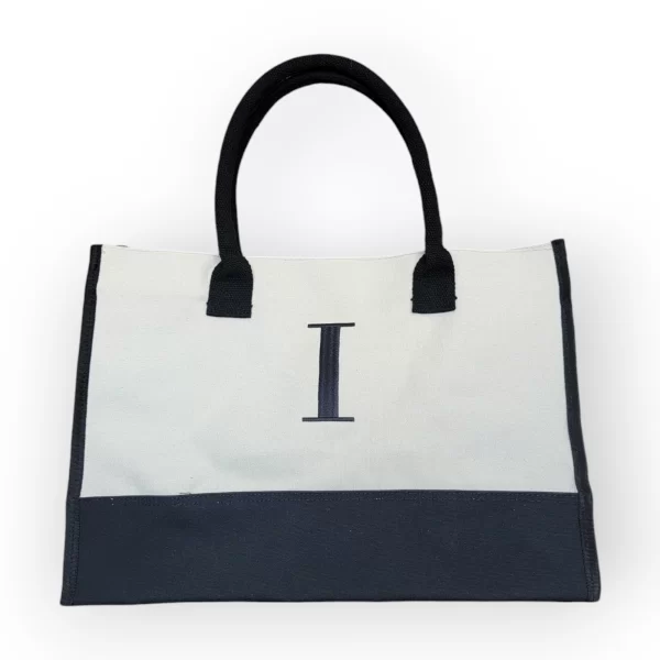 Bolsa Tote de Lona Bicolor Bordado