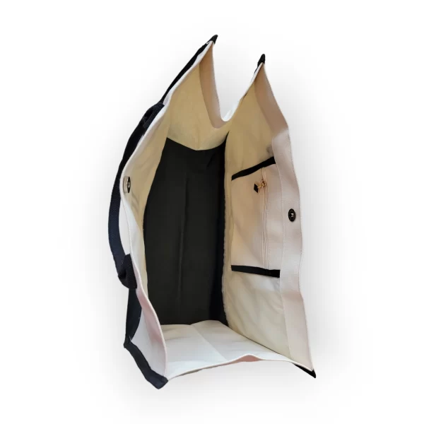Bolsa Tote de Lona Bicolor Bordado - Imagen 4