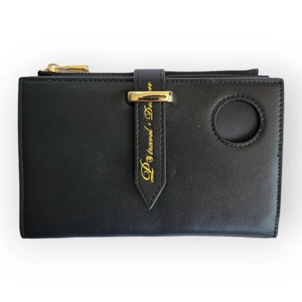 Cartera de Dama de Piel Sintetica de Color Negro