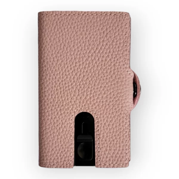 Porta Tarjetas de Metal, Cubierto de Piel Color Rosa - Imagen 2