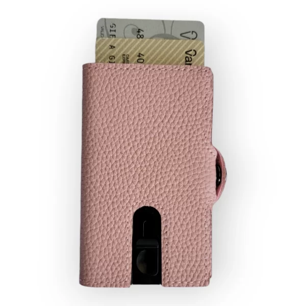 Porta Tarjetas de Metal, Cubierto de Piel Color Rosa - Imagen 5