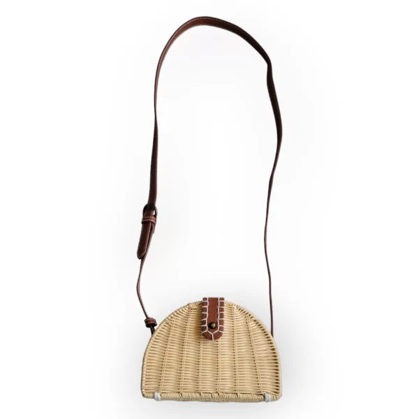 Bolsa De Mimbre Con Asa De Vinipiel