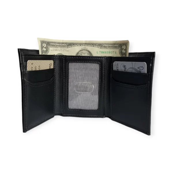 Cartera De Piel Con Cierre Color Negro - Imagen 4