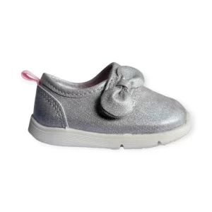 Zapatos Con Moño Color Gris Con Brillos Discretros
